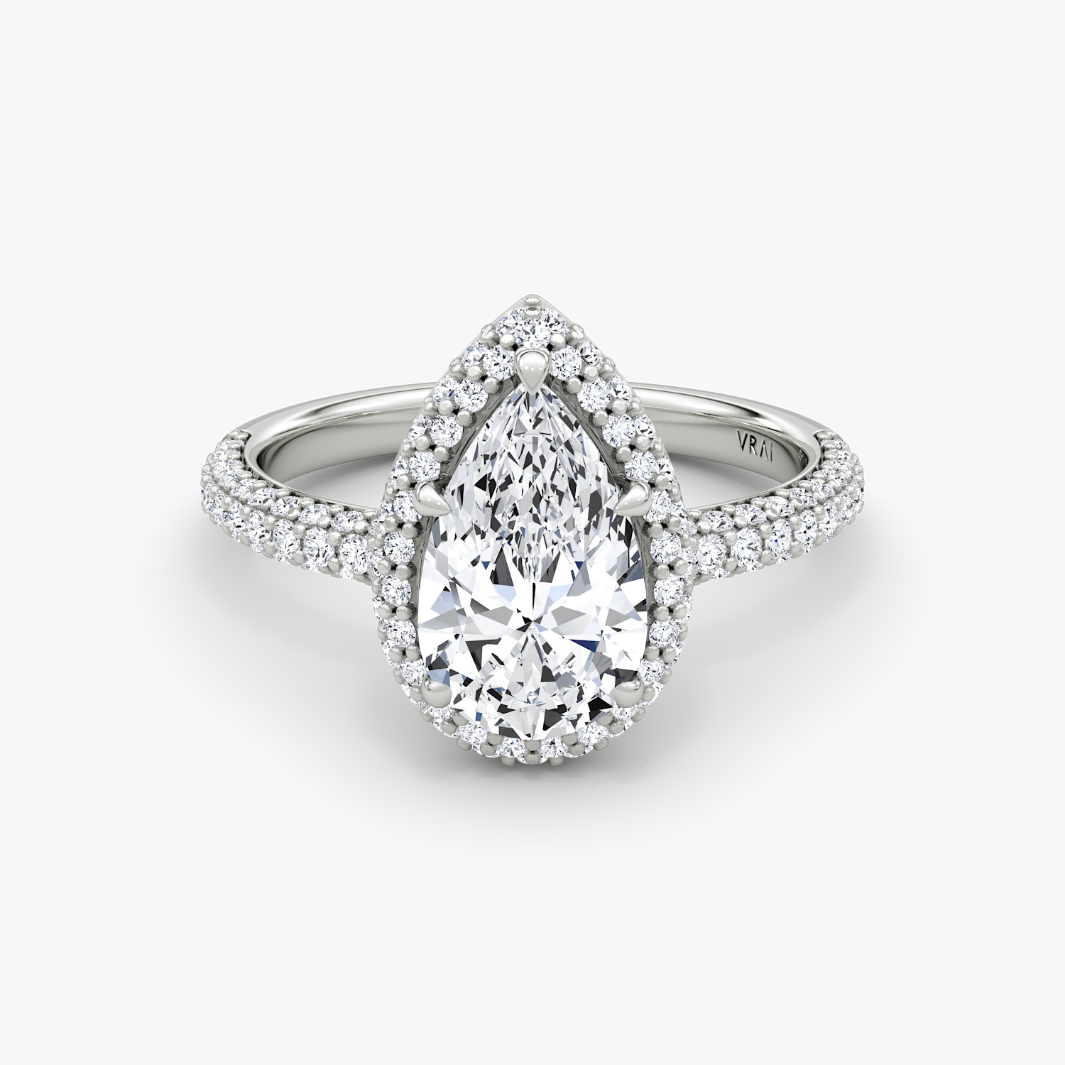 14K Straight Pear-Cut Diamond & Statement Halo Engagement Ri | Kiefer  Jewelers | Lutz, FL